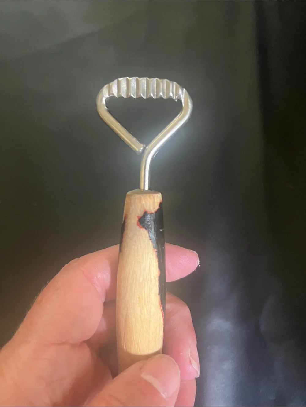 Vintage Pastry Crimper with Wooden Handle - Cream & Natural Wood